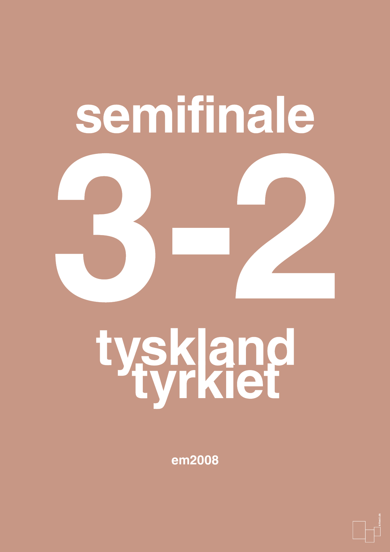 plakat: resultat for fodbold em semifinale B i 2008 - powder-Fodbold-A1two3