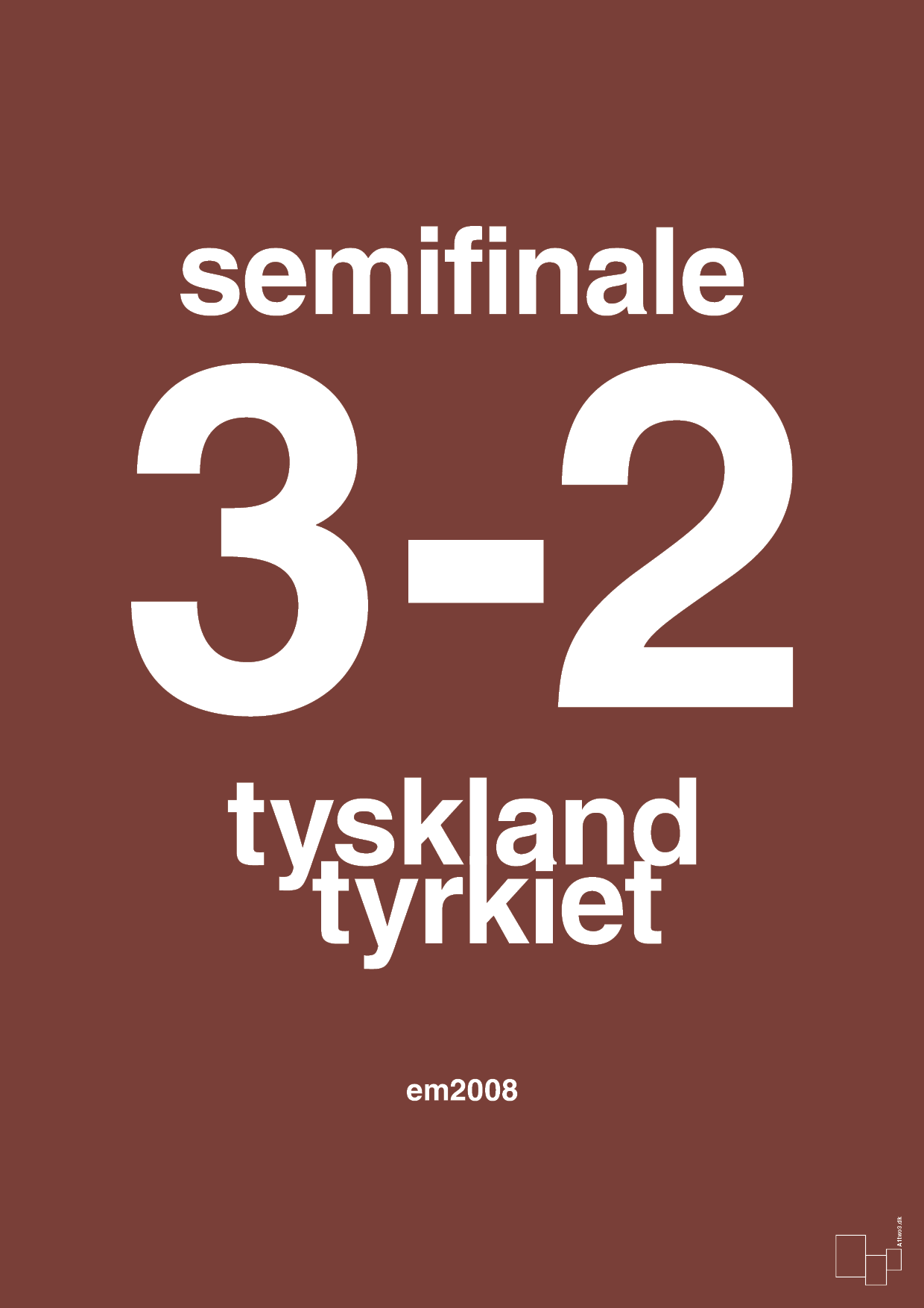 plakat: resultat for fodbold em semifinale B i 2008 - red pepper-Fodbold-A1two3