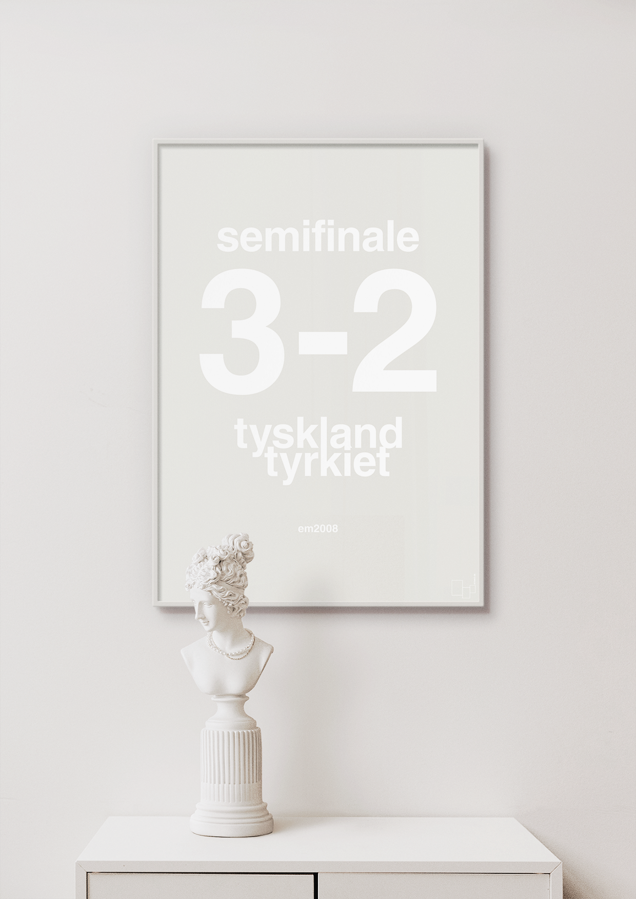 plakat: resultat for fodbold em semifinale B i 2008 - graphic charcoal-Fodbold-A1two3