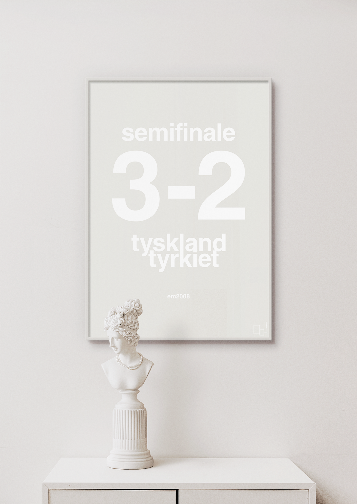 plakat: resultat for fodbold em semifinale B i 2008 - broken beige-Fodbold-A1two3