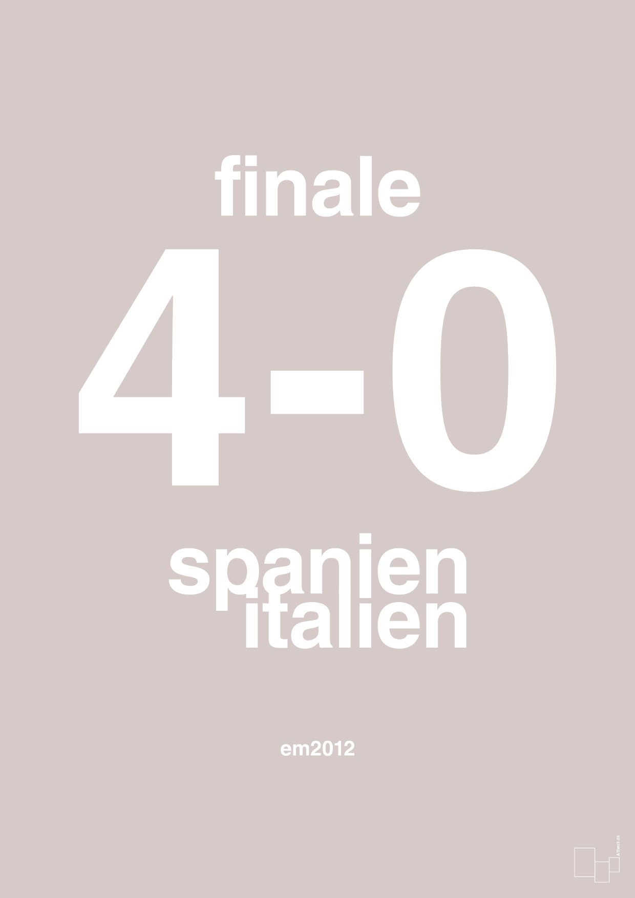 plakat: resultat for fodbold em finalen i 2012 - broken beige-Fodbold-A1two3