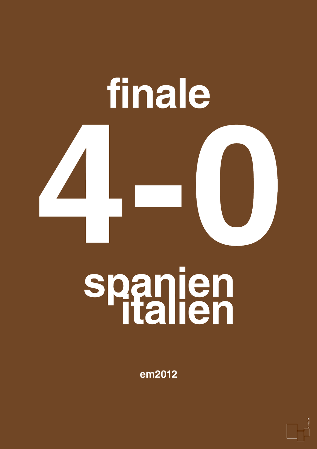 plakat: resultat for fodbold em finalen i 2012 - dark brown-Fodbold-A1two3