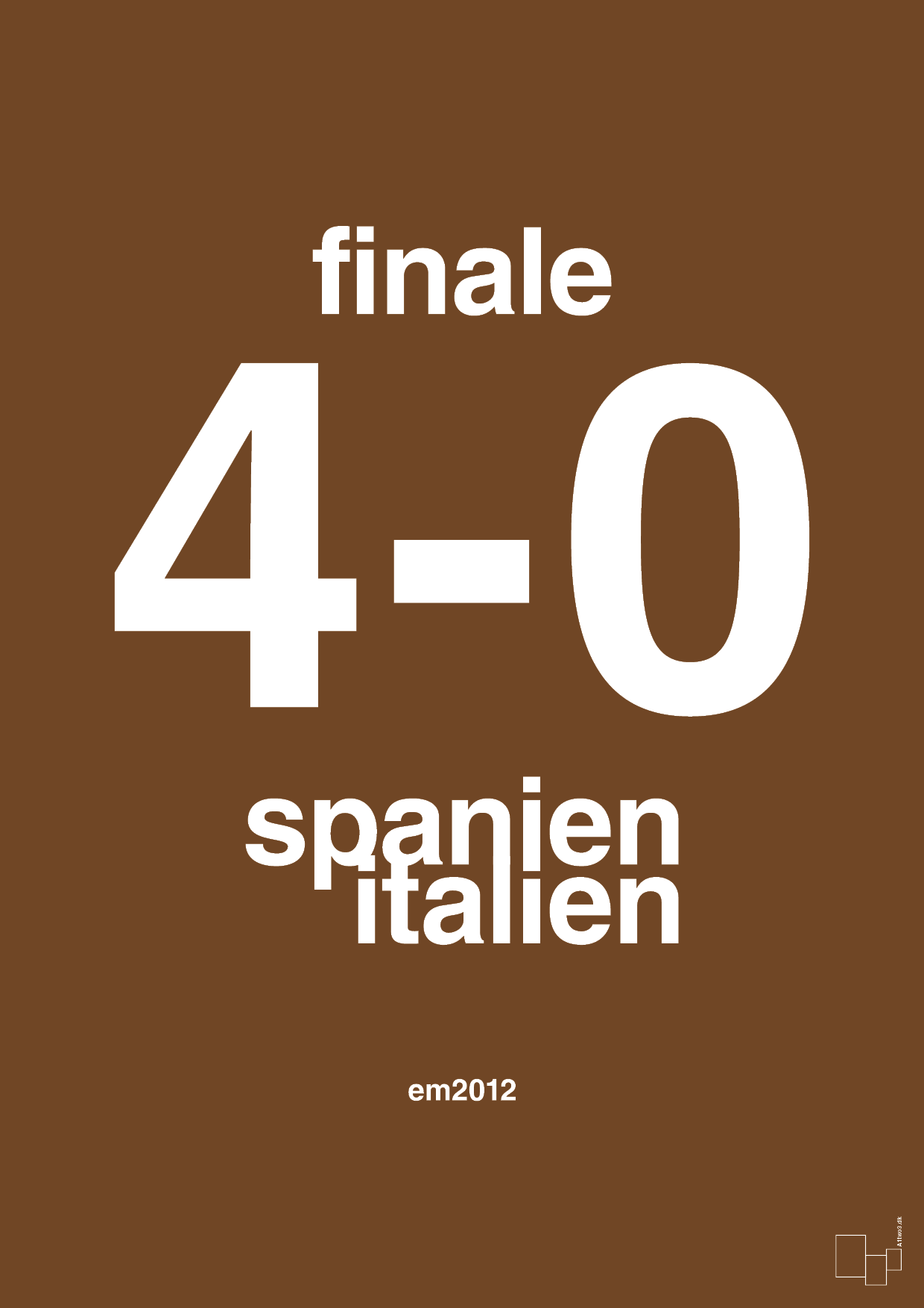 plakat: resultat for fodbold em finalen i 2012 - dark brown-Fodbold-A1two3