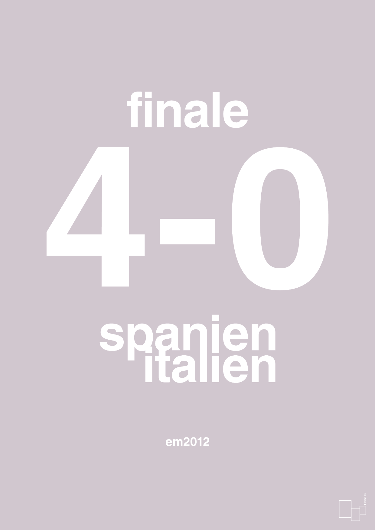 plakat: resultat for fodbold em finalen i 2012 - dusty lilac-Fodbold-A1two3