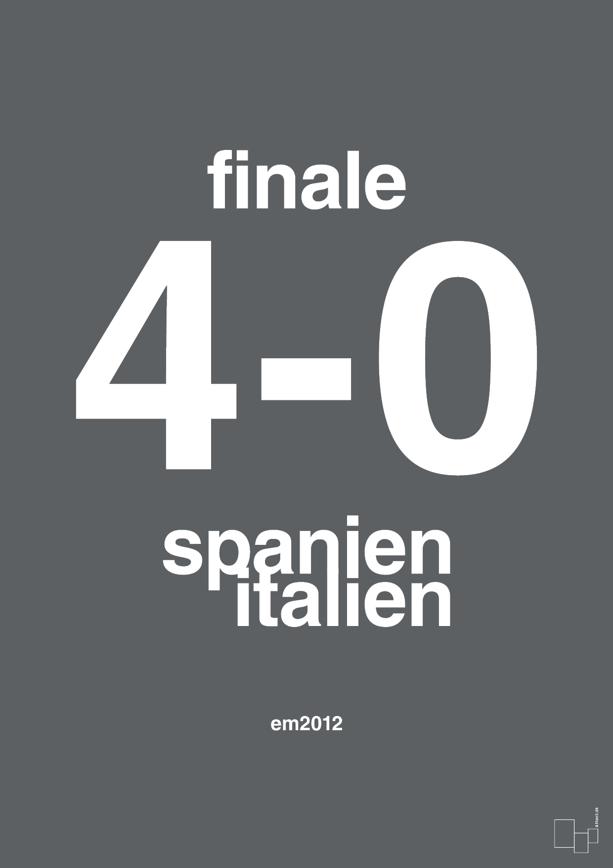 plakat: resultat for fodbold em finalen i 2012 - graphic charcoal-Fodbold-A1two3