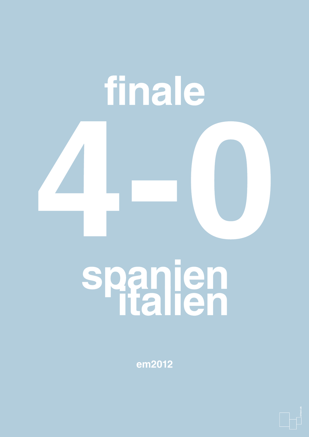 plakat: resultat for fodbold em finalen i 2012 - heavenly blue-Fodbold-A1two3