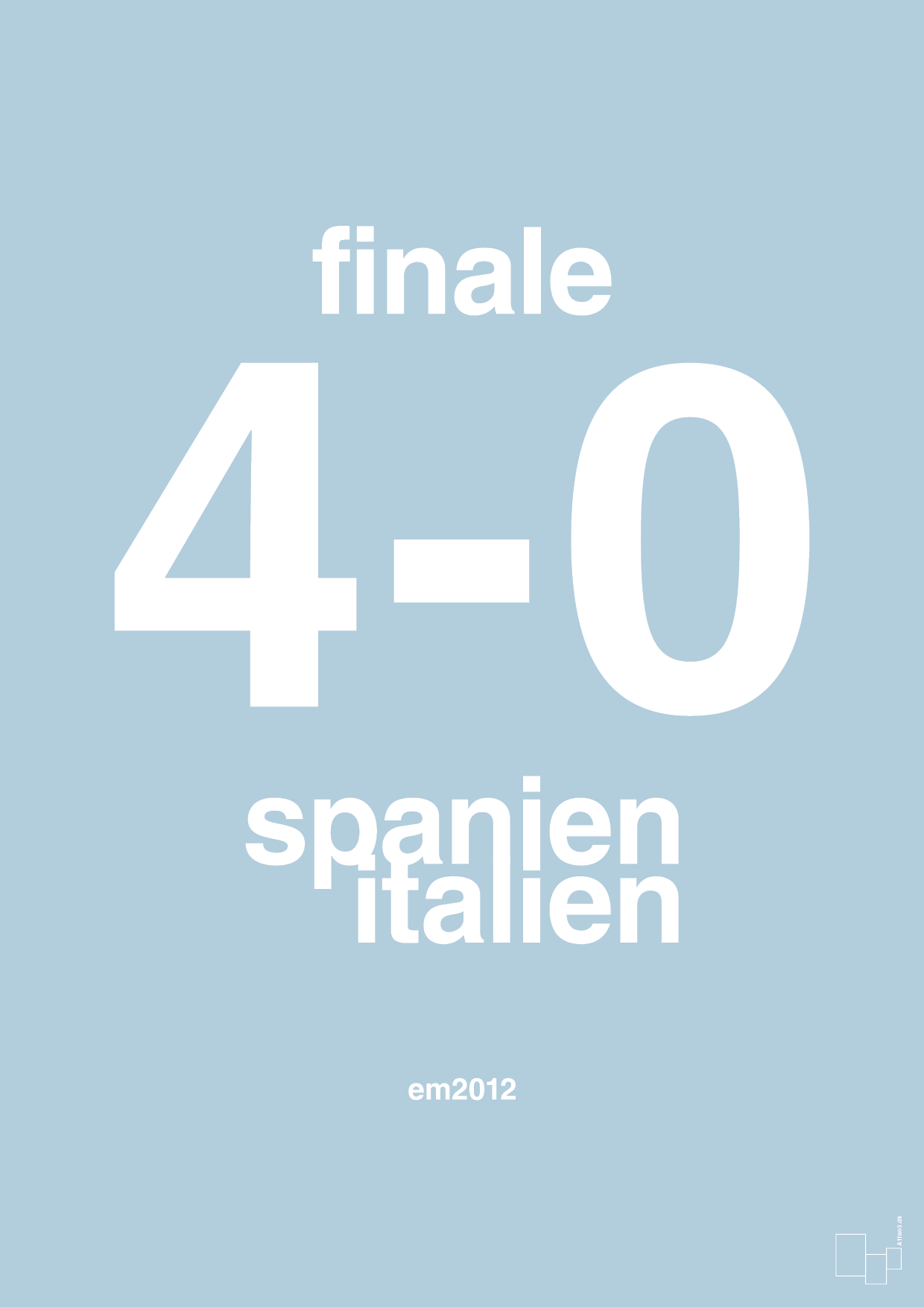 plakat: resultat for fodbold em finalen i 2012 - heavenly blue-Fodbold-A1two3