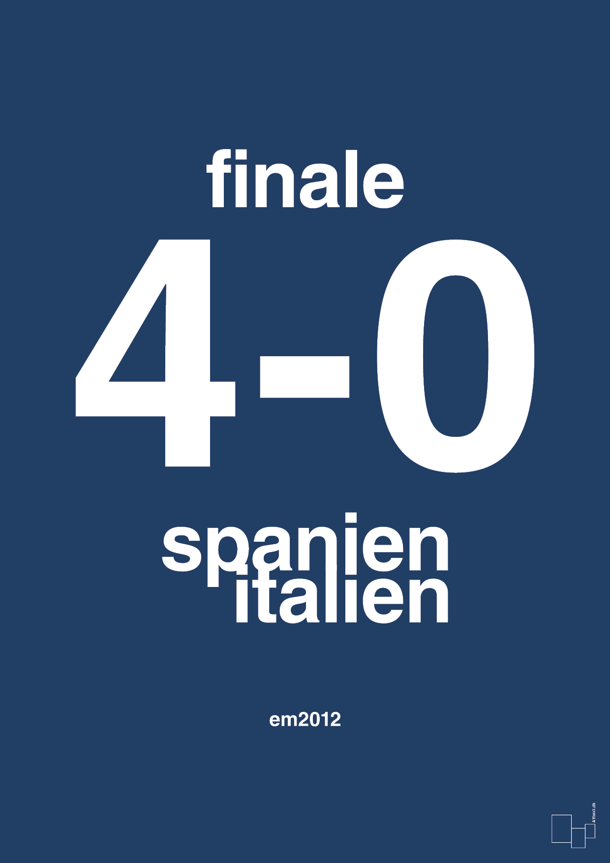 plakat: resultat for fodbold em finalen i 2012 - lapis blue-Fodbold-A1two3