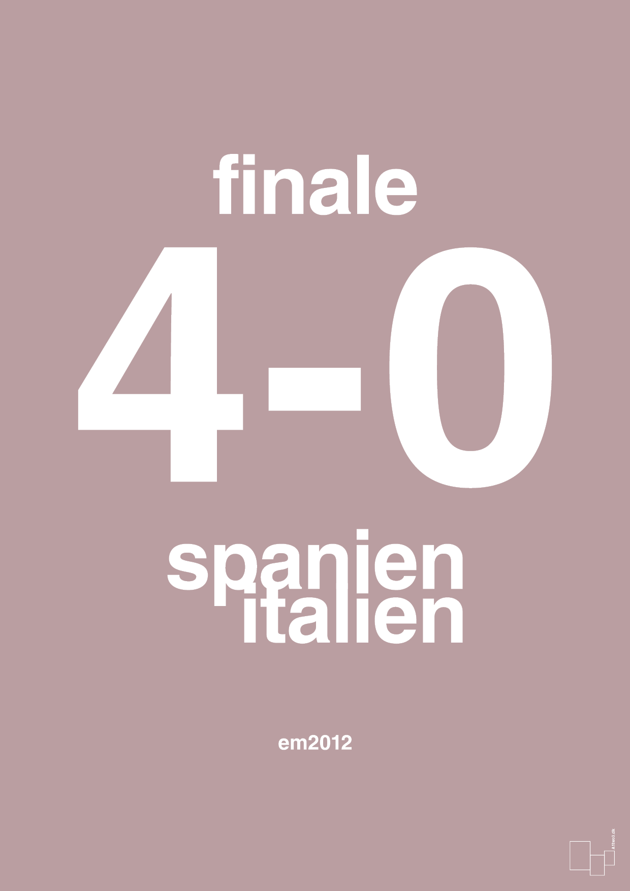 plakat: resultat for fodbold em finalen i 2012 - light rose-Fodbold-A1two3