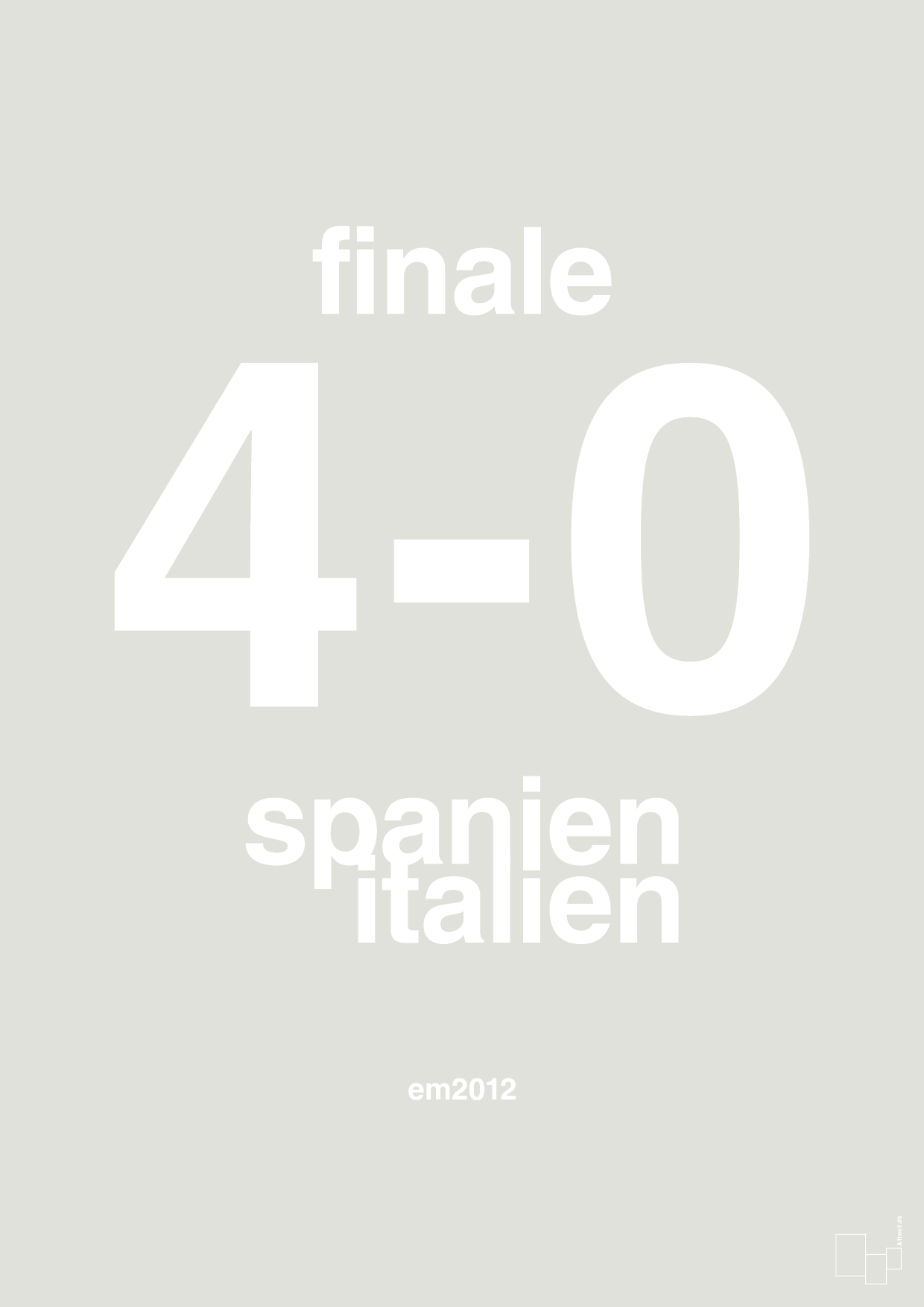 plakat: resultat for fodbold em finalen i 2012 - painters white-Fodbold-A1two3