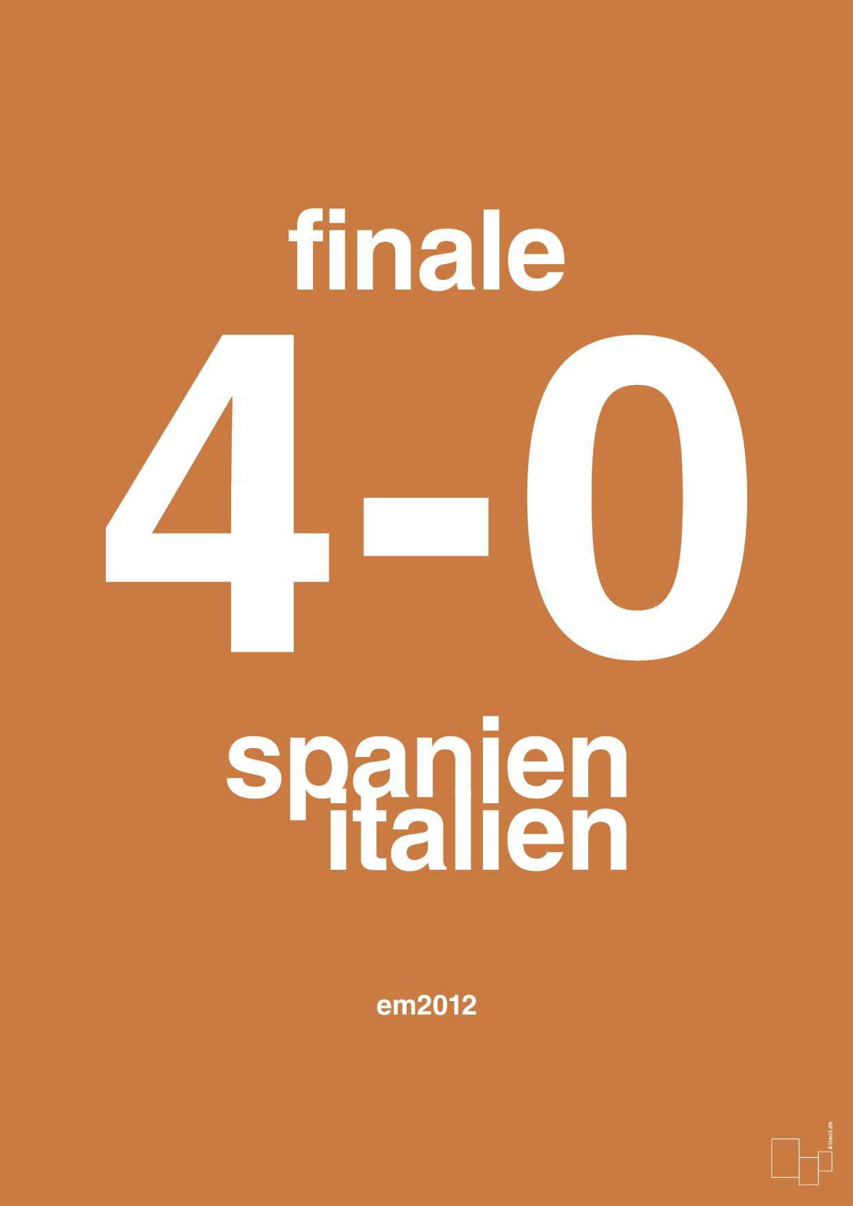 plakat: resultat for fodbold em finalen i 2012 - rumba orange-Fodbold-A1two3