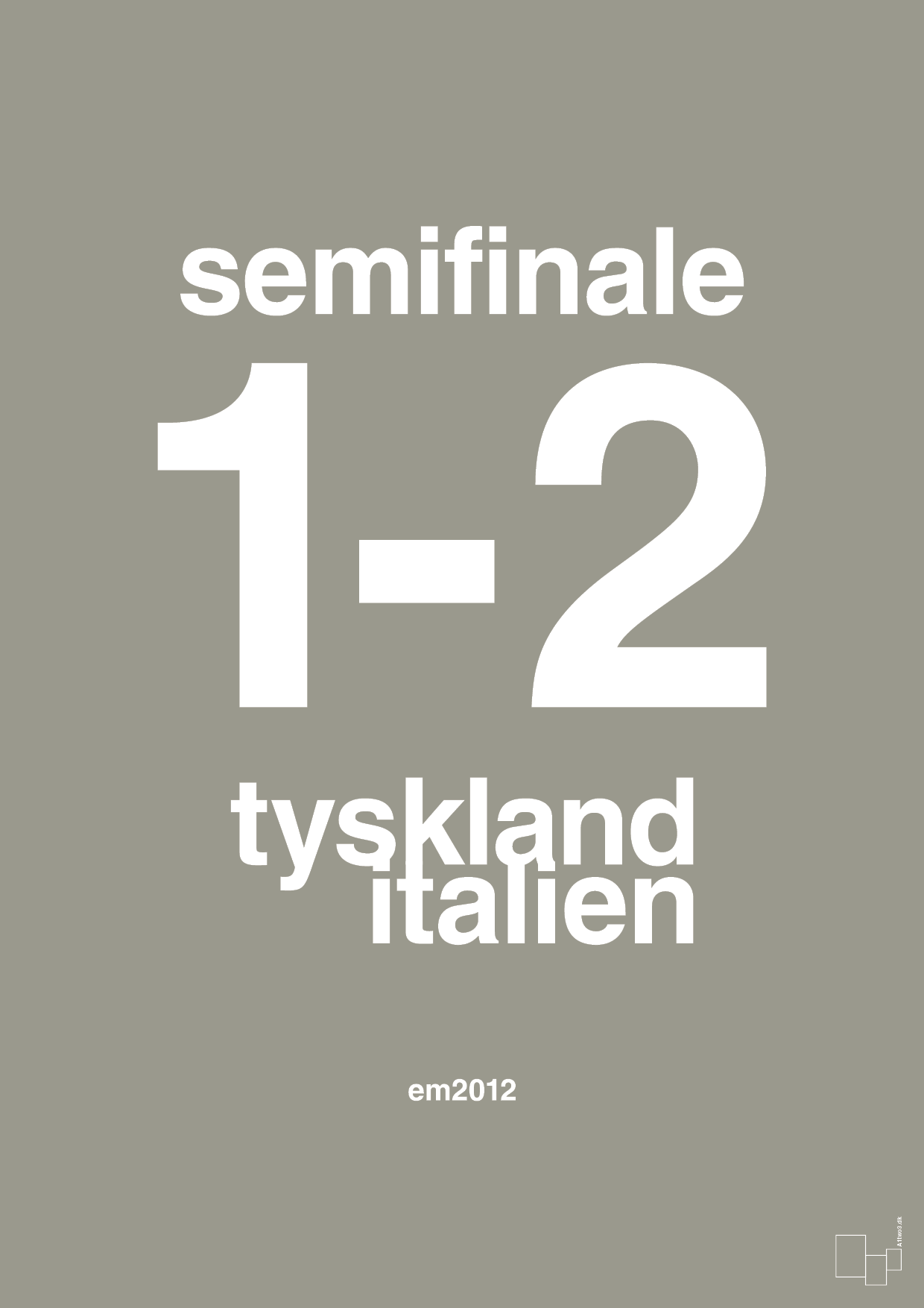 plakat: resultat for fodbold em semifinale A i 2012 - battleship gray-Fodbold-A1two3