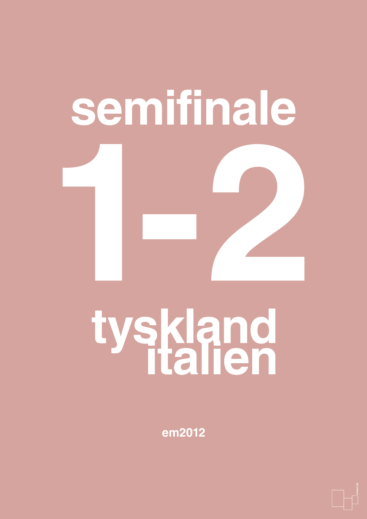 plakat: resultat for fodbold em semifinale A i 2012 - bubble shell-Fodbold-A1two3