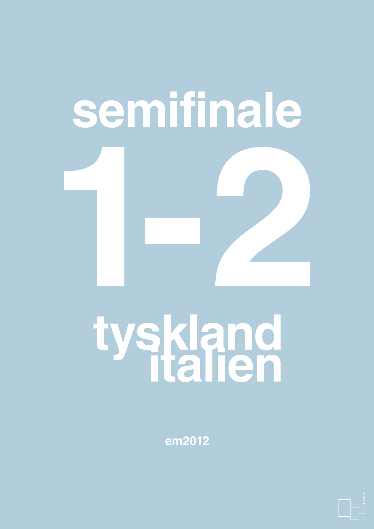 plakat: resultat for fodbold em semifinale A i 2012 - heavenly blue-Fodbold-A1two3