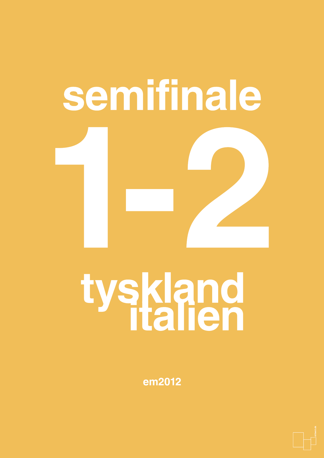 plakat: resultat for fodbold em semifinale A i 2012 - honeycomb-Fodbold-A1two3