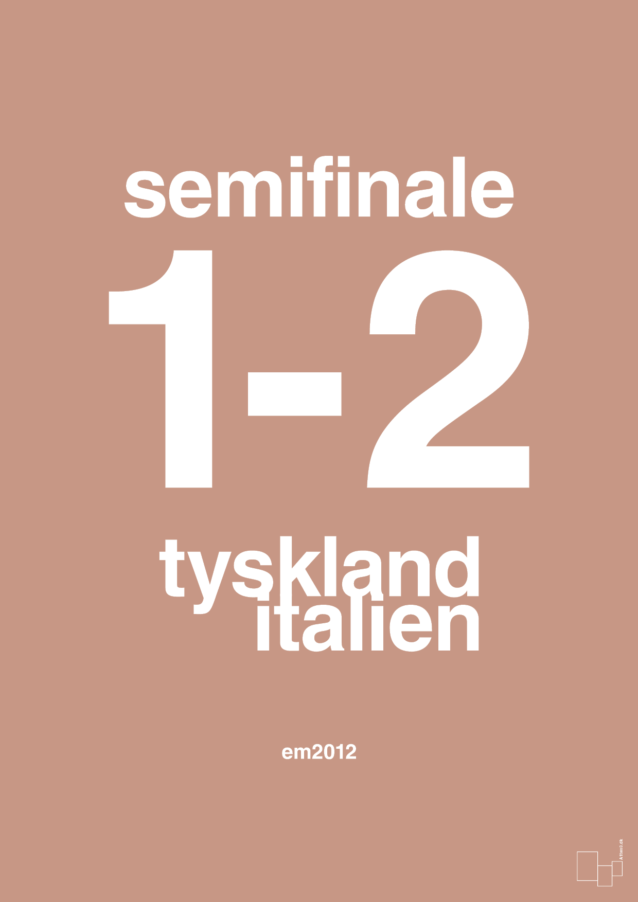 plakat: resultat for fodbold em semifinale A i 2012 - powder-Fodbold-A1two3