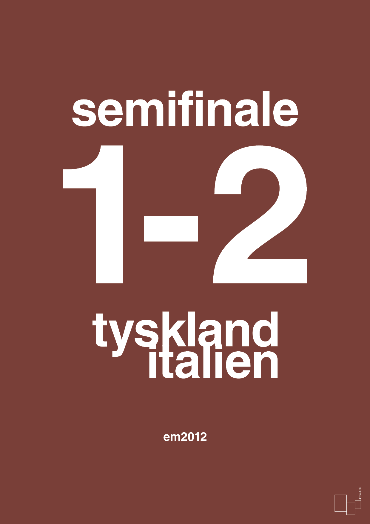 plakat: resultat for fodbold em semifinale A i 2012 - red pepper-Fodbold-A1two3