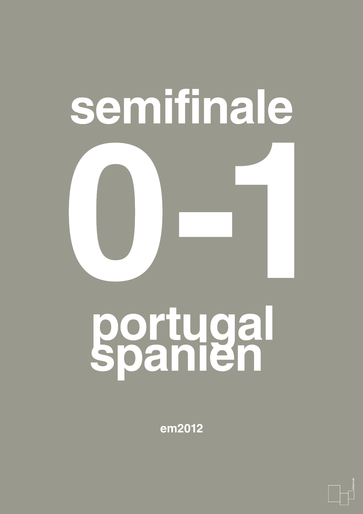 plakat: resultat for fodbold em semifinale B i 2012 - battleship gray-Fodbold-A1two3