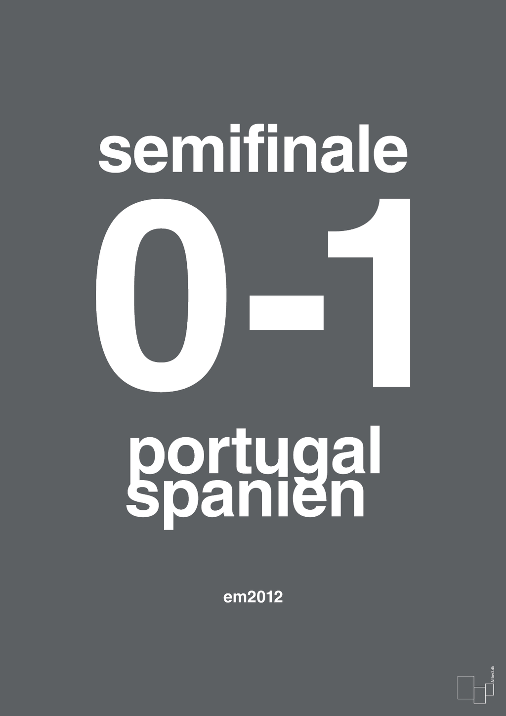 plakat: resultat for fodbold em semifinale B i 2012 - graphic charcoal-Fodbold-A1two3