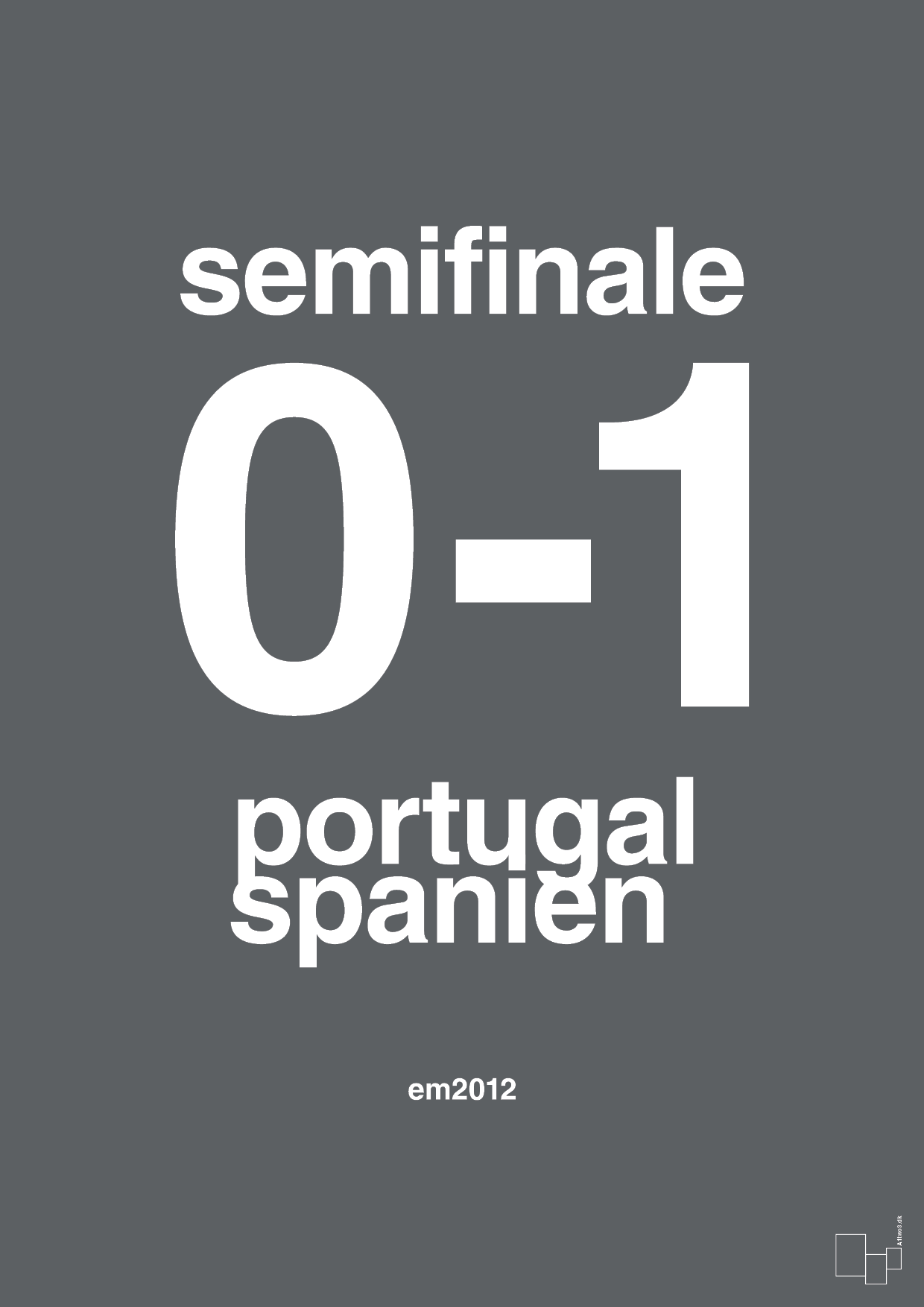 plakat: resultat for fodbold em semifinale B i 2012 - graphic charcoal-Fodbold-A1two3