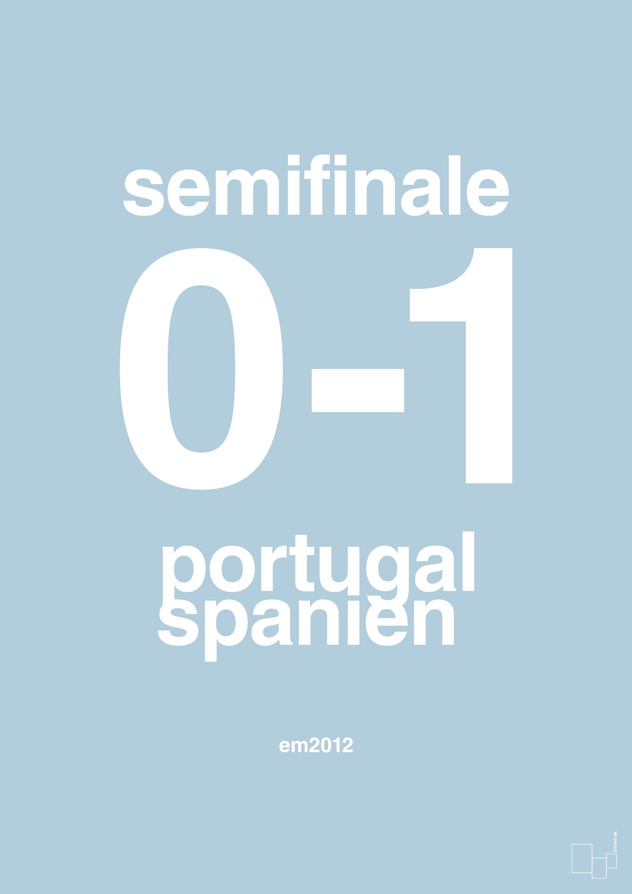 plakat: resultat for fodbold em semifinale B i 2012 - heavenly blue-Fodbold-A1two3