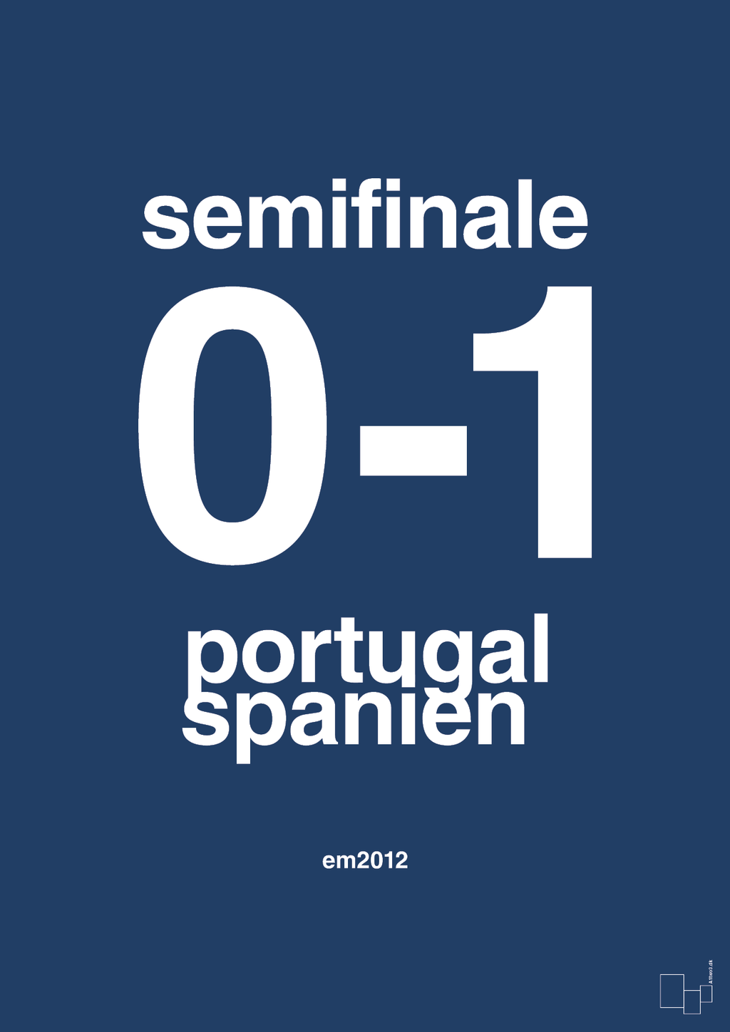 plakat: resultat for fodbold em semifinale B i 2012 - lapis blue-Fodbold-A1two3