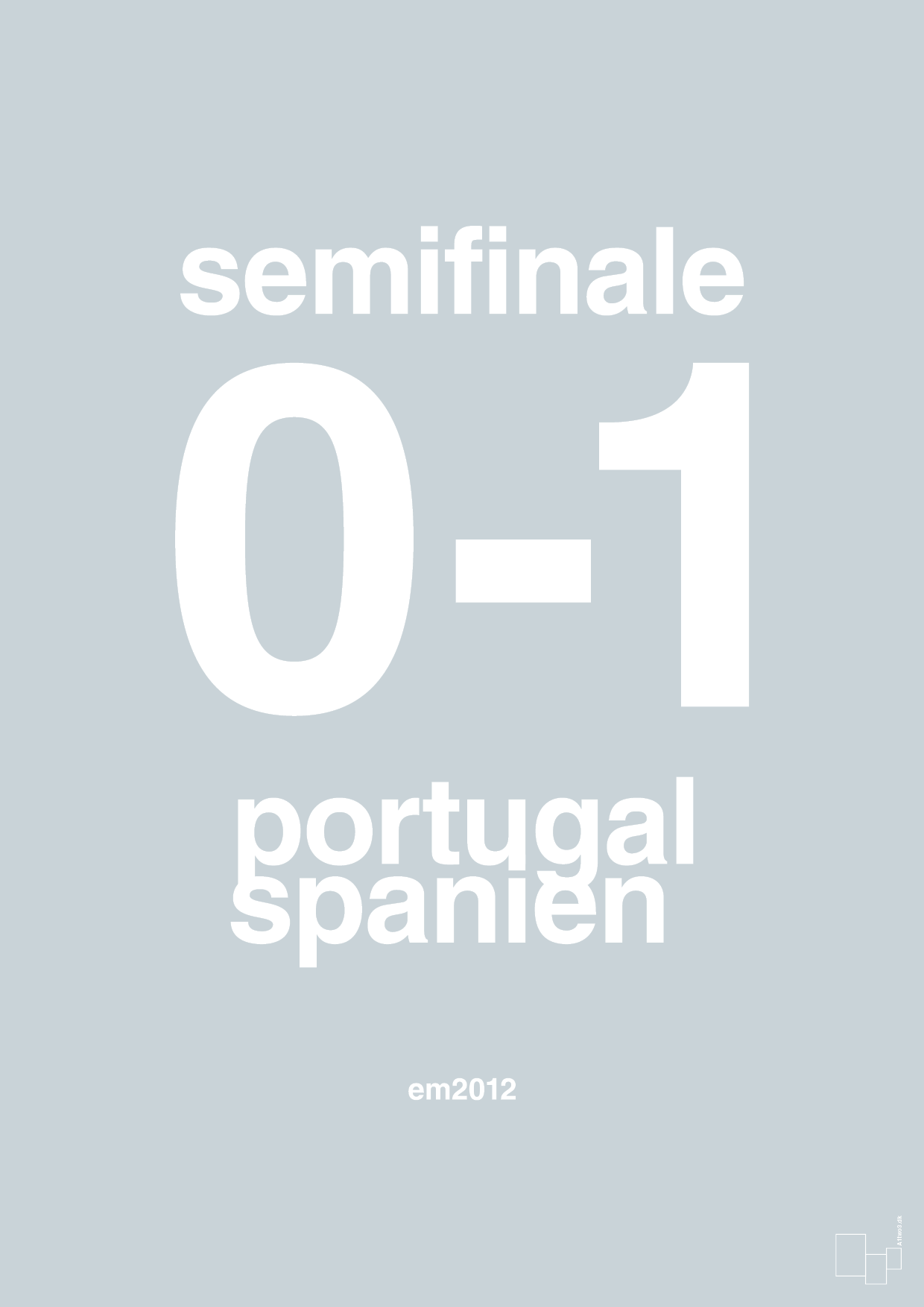 plakat: resultat for fodbold em semifinale B i 2012 - light drizzle-Fodbold-A1two3