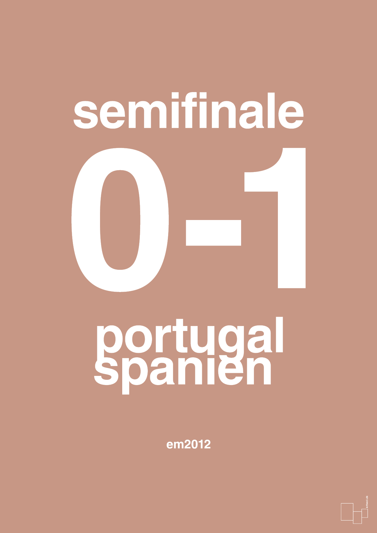plakat: resultat for fodbold em semifinale B i 2012 - powder-Fodbold-A1two3