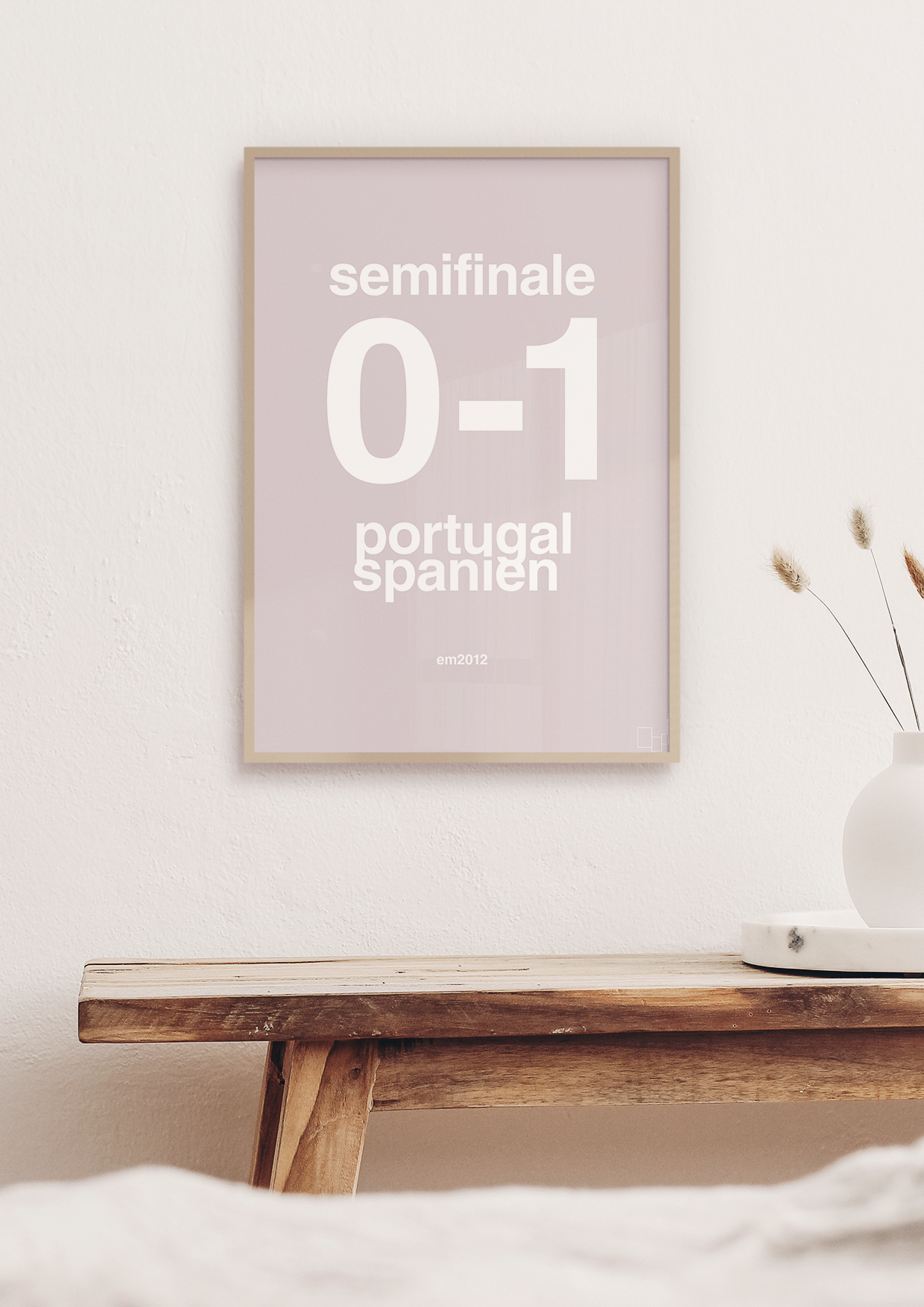 plakat: resultat for fodbold em semifinale B i 2012 - graphic charcoal-Fodbold-A1two3