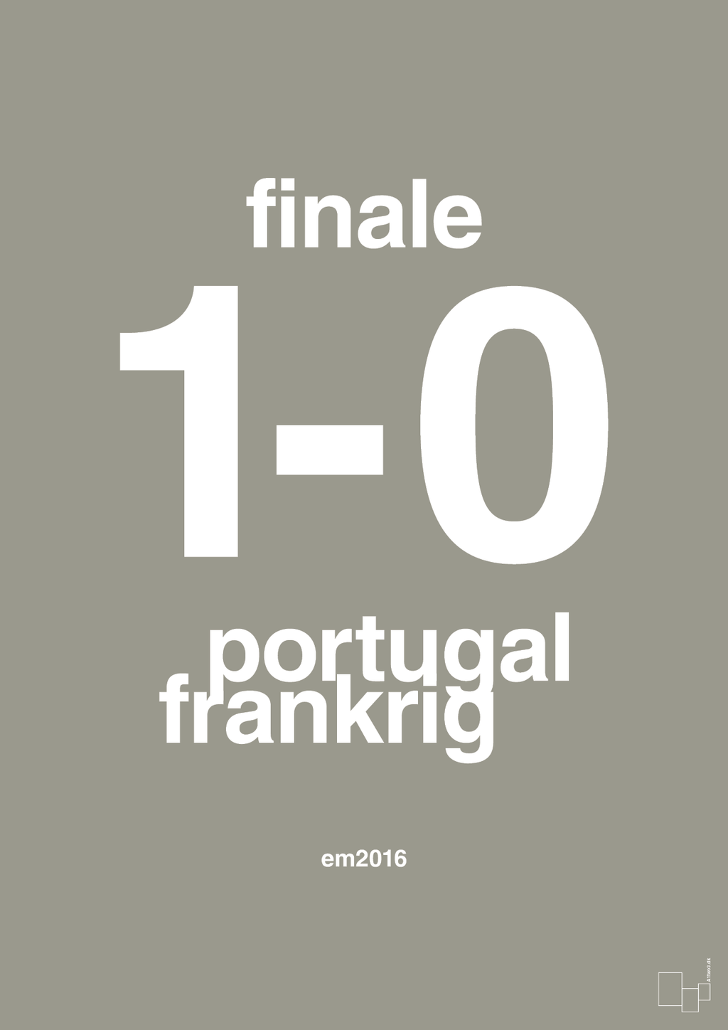 plakat: resultat for fodbold em finalen i 2016 - battleship gray-Fodbold-A1two3
