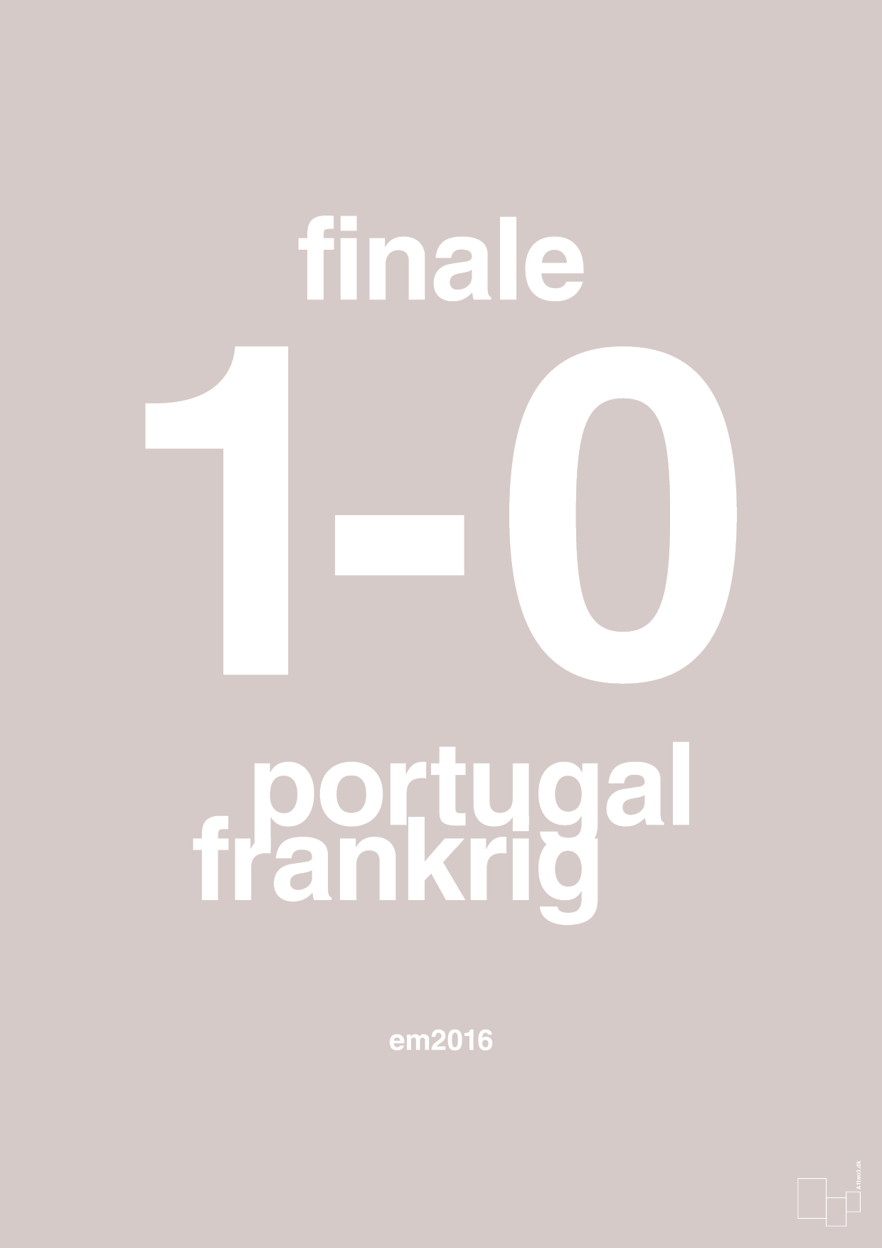 plakat: resultat for fodbold em finalen i 2016 - broken beige-Fodbold-A1two3