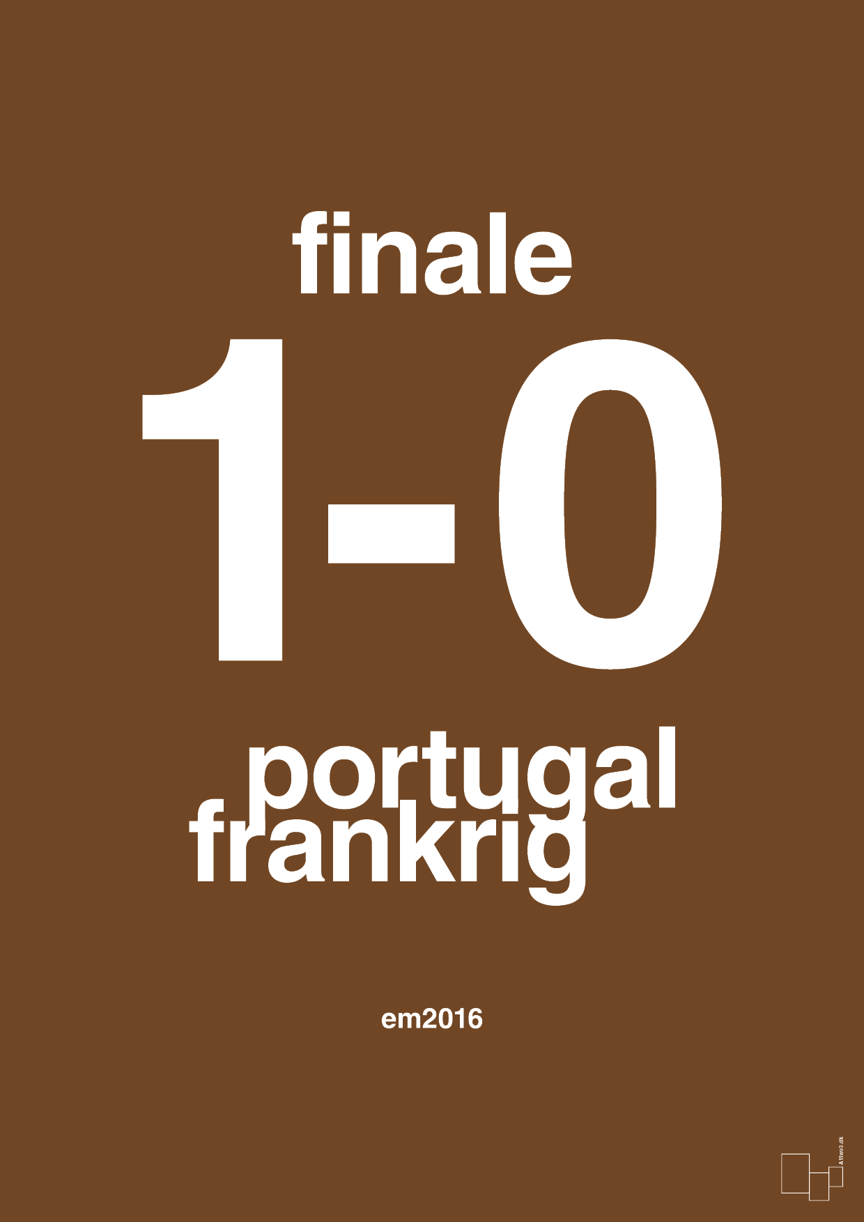 plakat: resultat for fodbold em finalen i 2016 - dark brown-Fodbold-A1two3