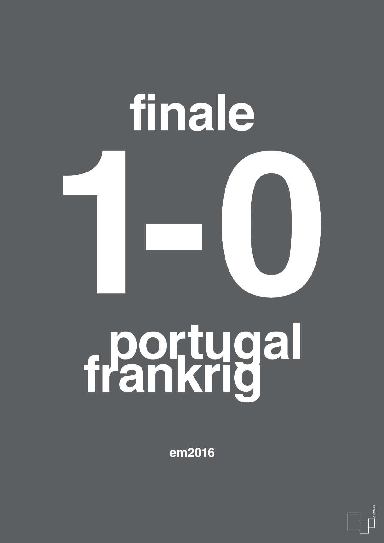 plakat: resultat for fodbold em finalen i 2016 - graphic charcoal-Fodbold-A1two3