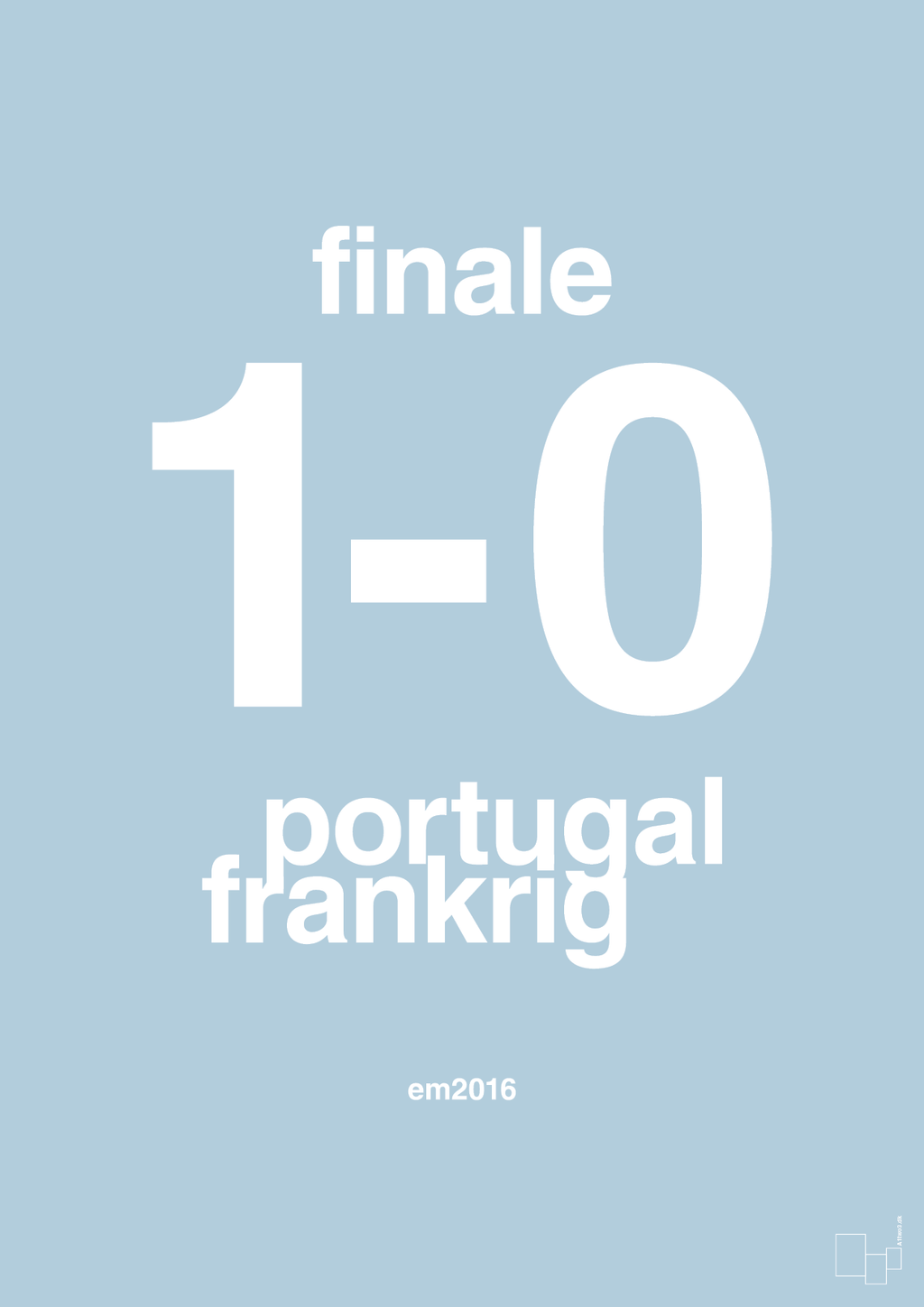 plakat: resultat for fodbold em finalen i 2016 - heavenly blue-Fodbold-A1two3