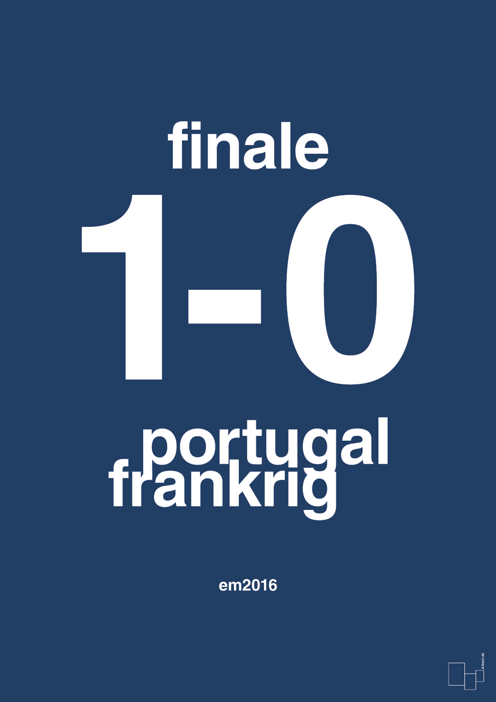 plakat: resultat for fodbold em finalen i 2016 - lapis blue-Fodbold-A1two3