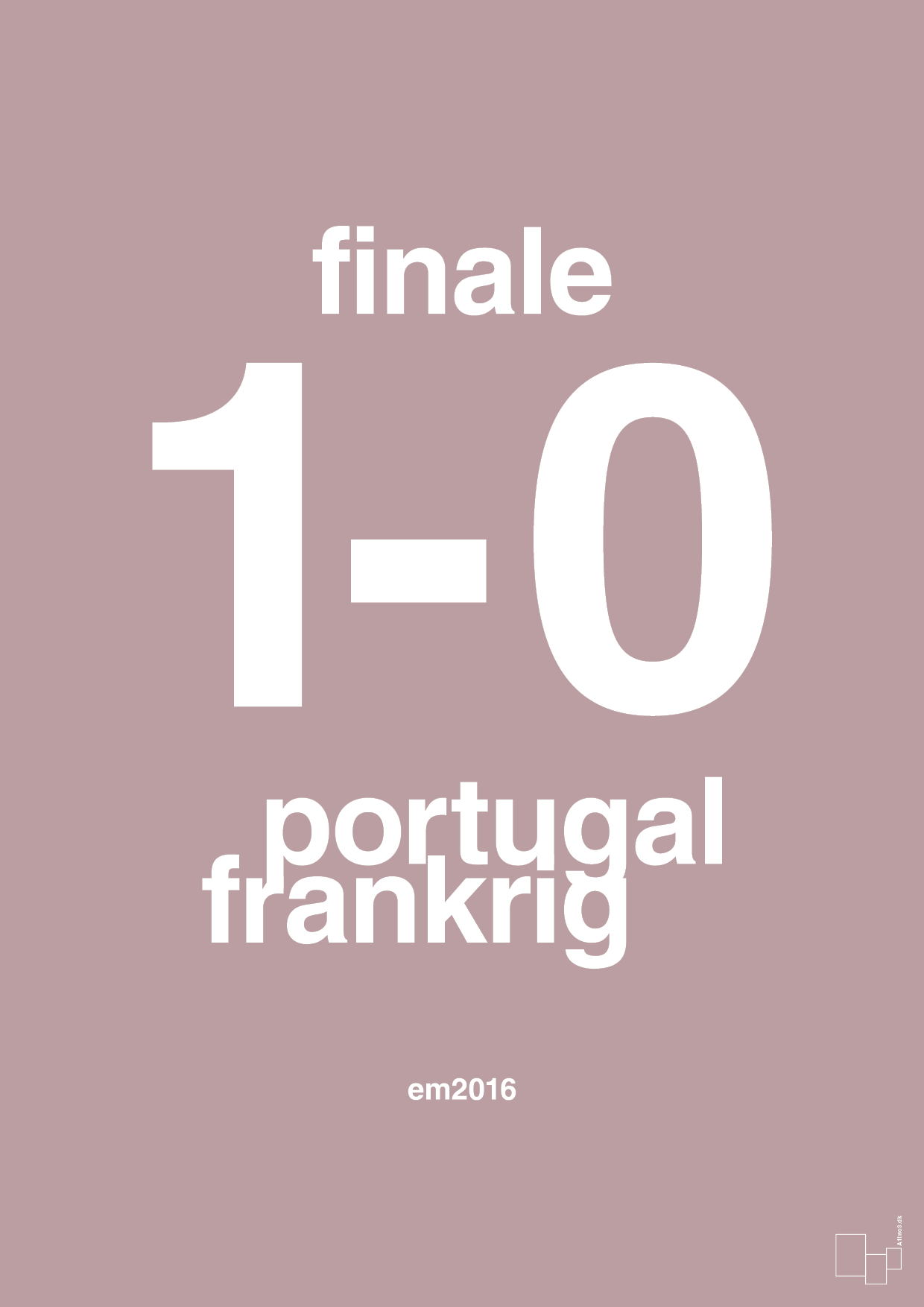 plakat: resultat for fodbold em finalen i 2016 - light rose-Fodbold-A1two3