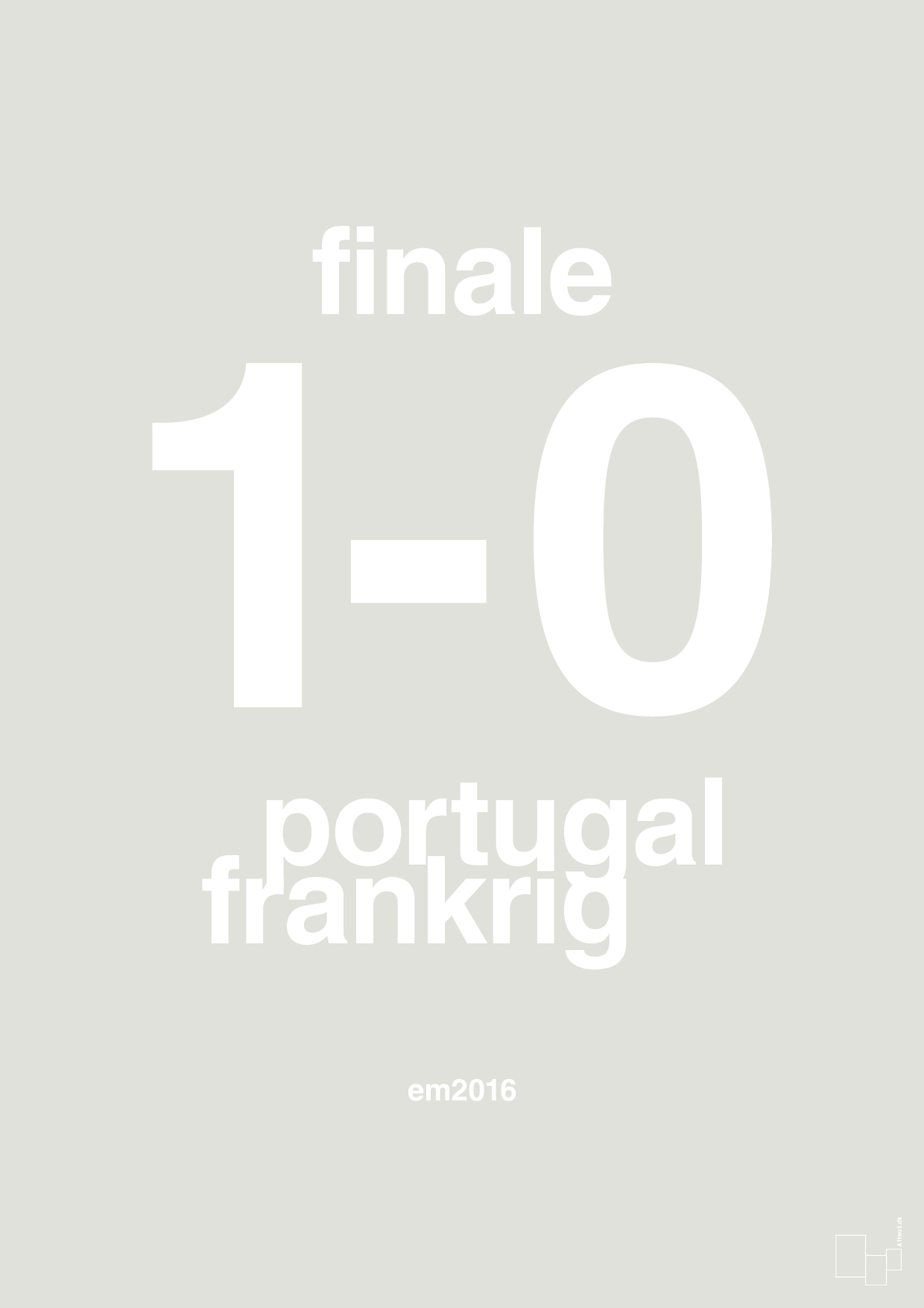 plakat: resultat for fodbold em finalen i 2016 - painters white-Fodbold-A1two3