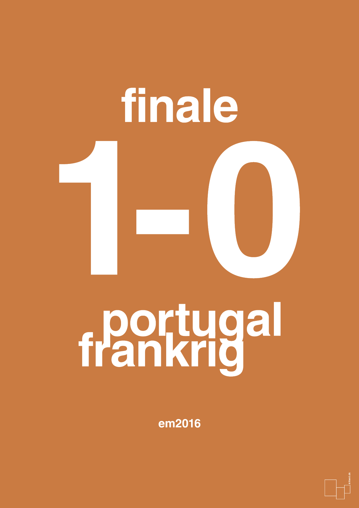 plakat: resultat for fodbold em finalen i 2016 - rumba orange-Fodbold-A1two3