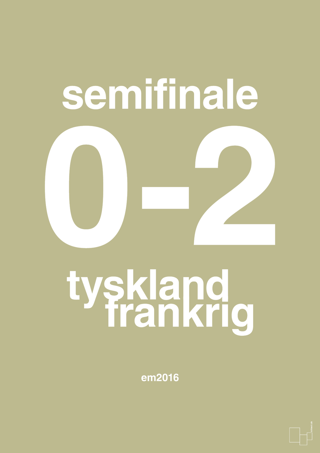 plakat: resultat for fodbold em semifinale A i 2016 - back to nature-Fodbold-A1two3