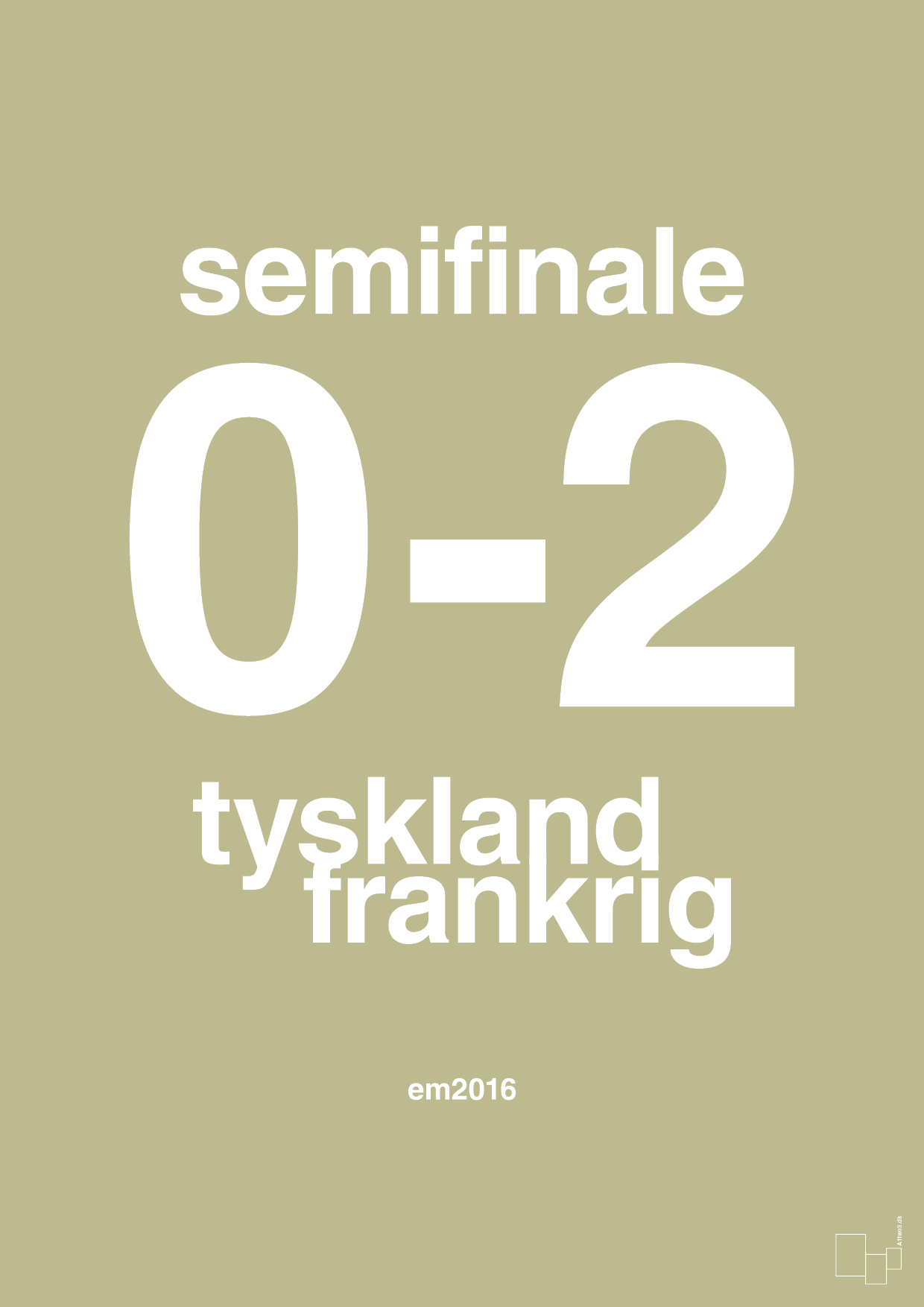plakat: resultat for fodbold em semifinale A i 2016 - back to nature-Fodbold-A1two3