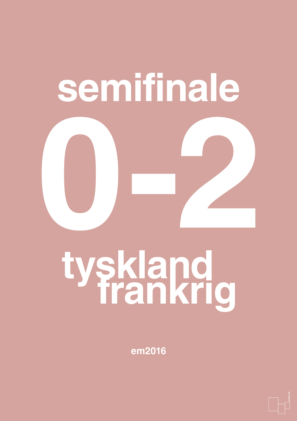 plakat: resultat for fodbold em semifinale A i 2016 - bubble shell-Fodbold-A1two3