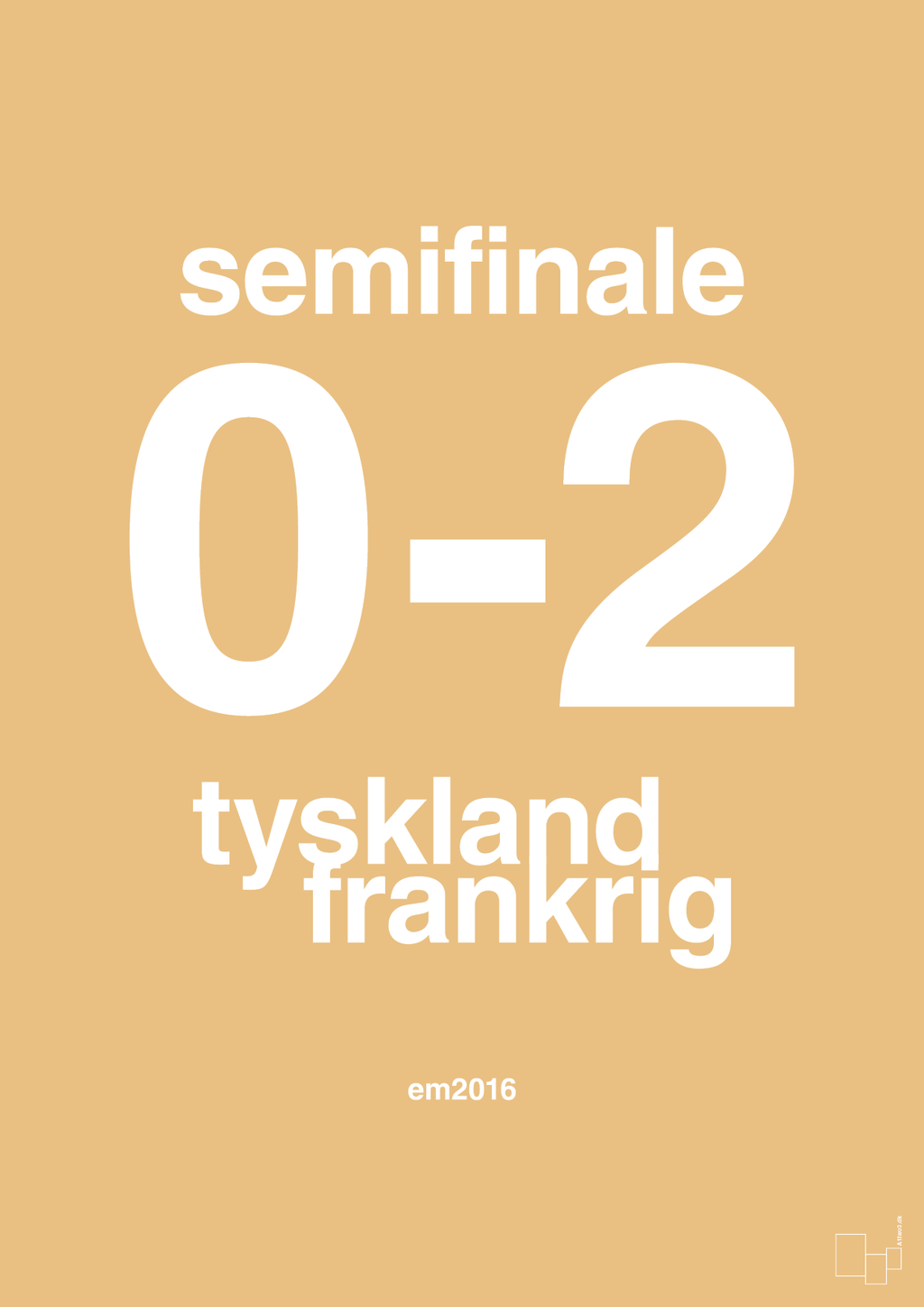 plakat: resultat for fodbold em semifinale A i 2016 - charismatic-Fodbold-A1two3
