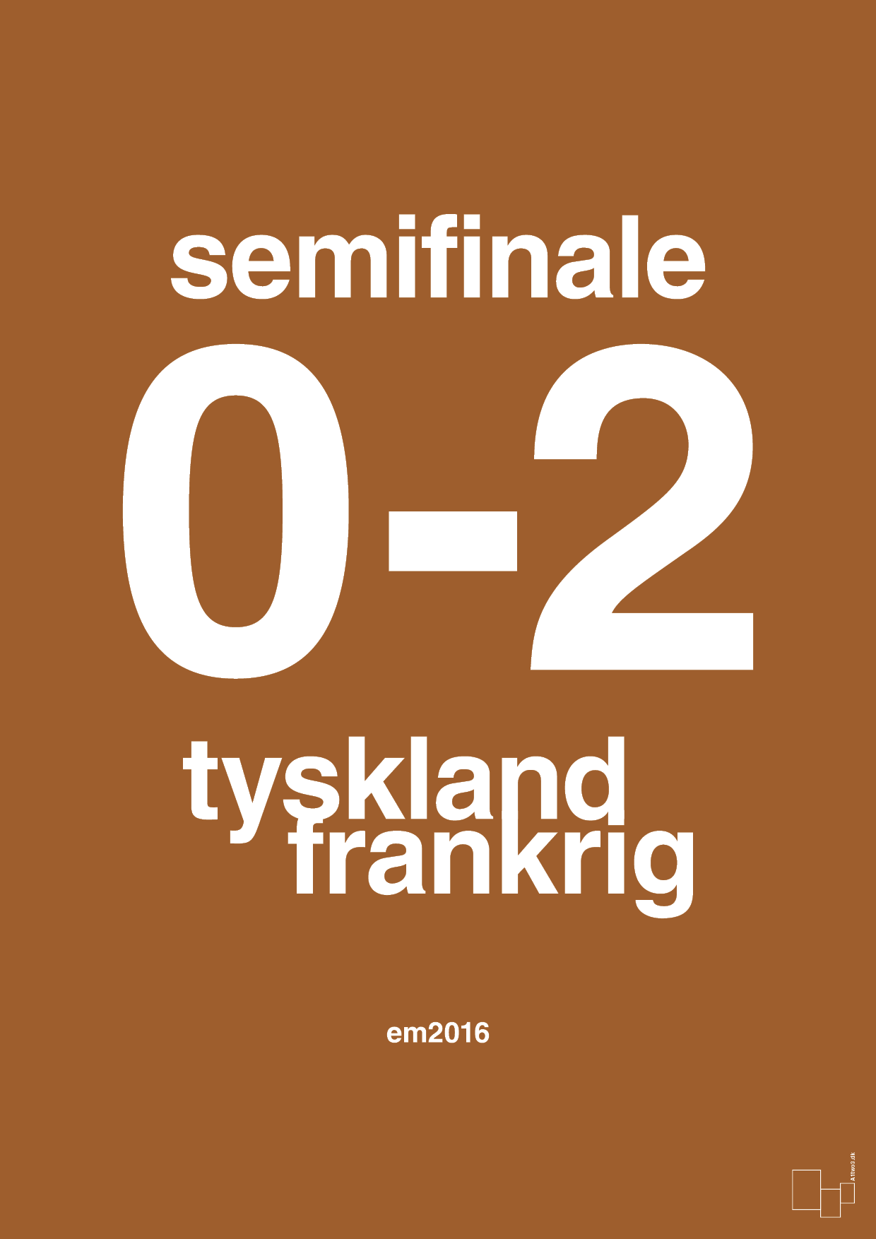 plakat: resultat for fodbold em semifinale A i 2016 - cognac-Fodbold-A1two3