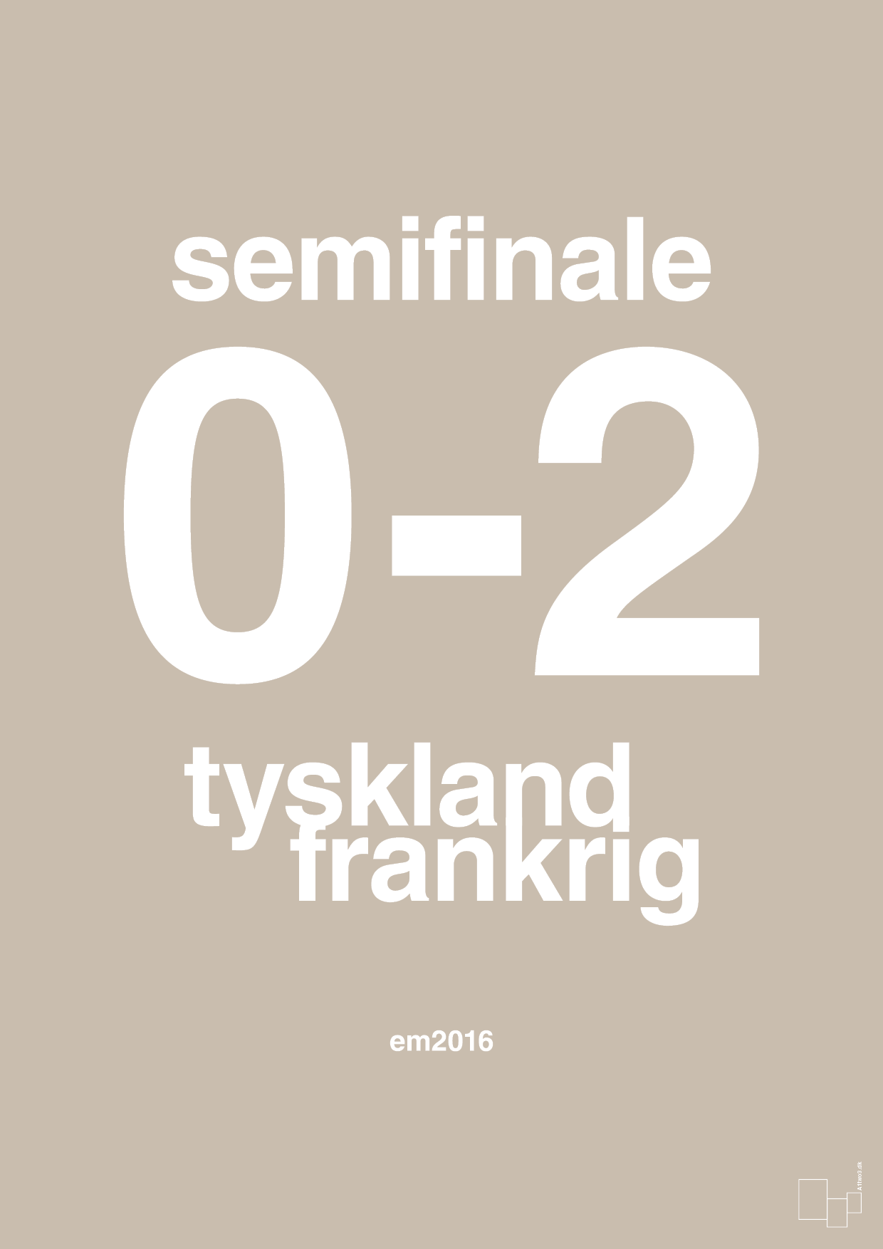 plakat: resultat for fodbold em semifinale A i 2016 - creamy mushroom-Fodbold-A1two3