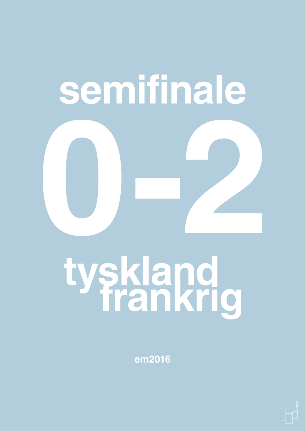 plakat: resultat for fodbold em semifinale A i 2016 - heavenly blue-Fodbold-A1two3