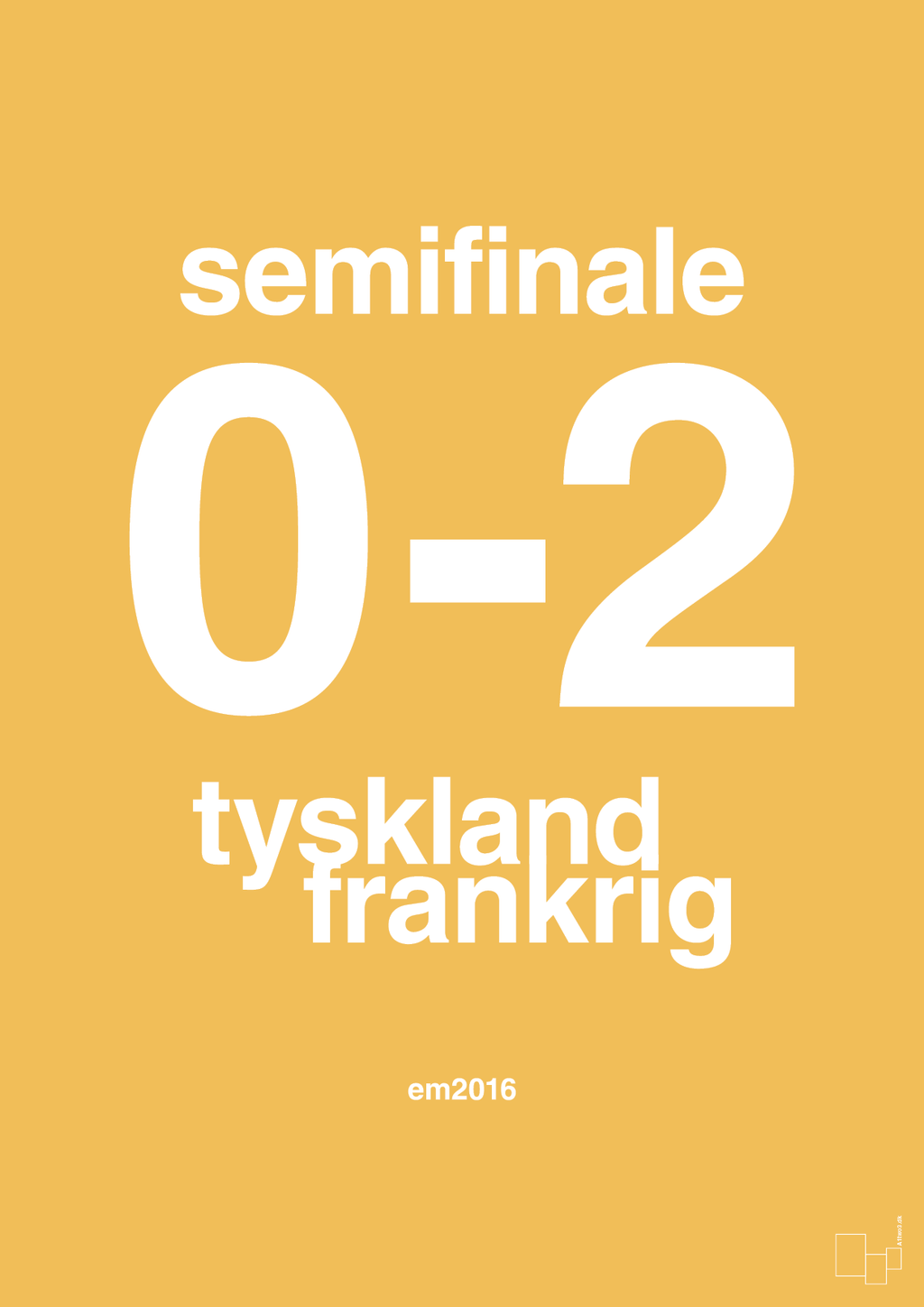 plakat: resultat for fodbold em semifinale A i 2016 - honeycomb-Fodbold-A1two3