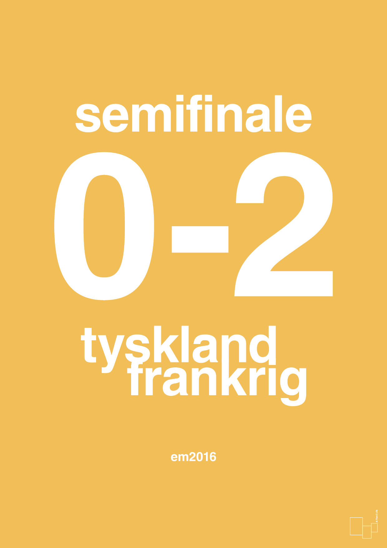 plakat: resultat for fodbold em semifinale A i 2016 - honeycomb-Fodbold-A1two3