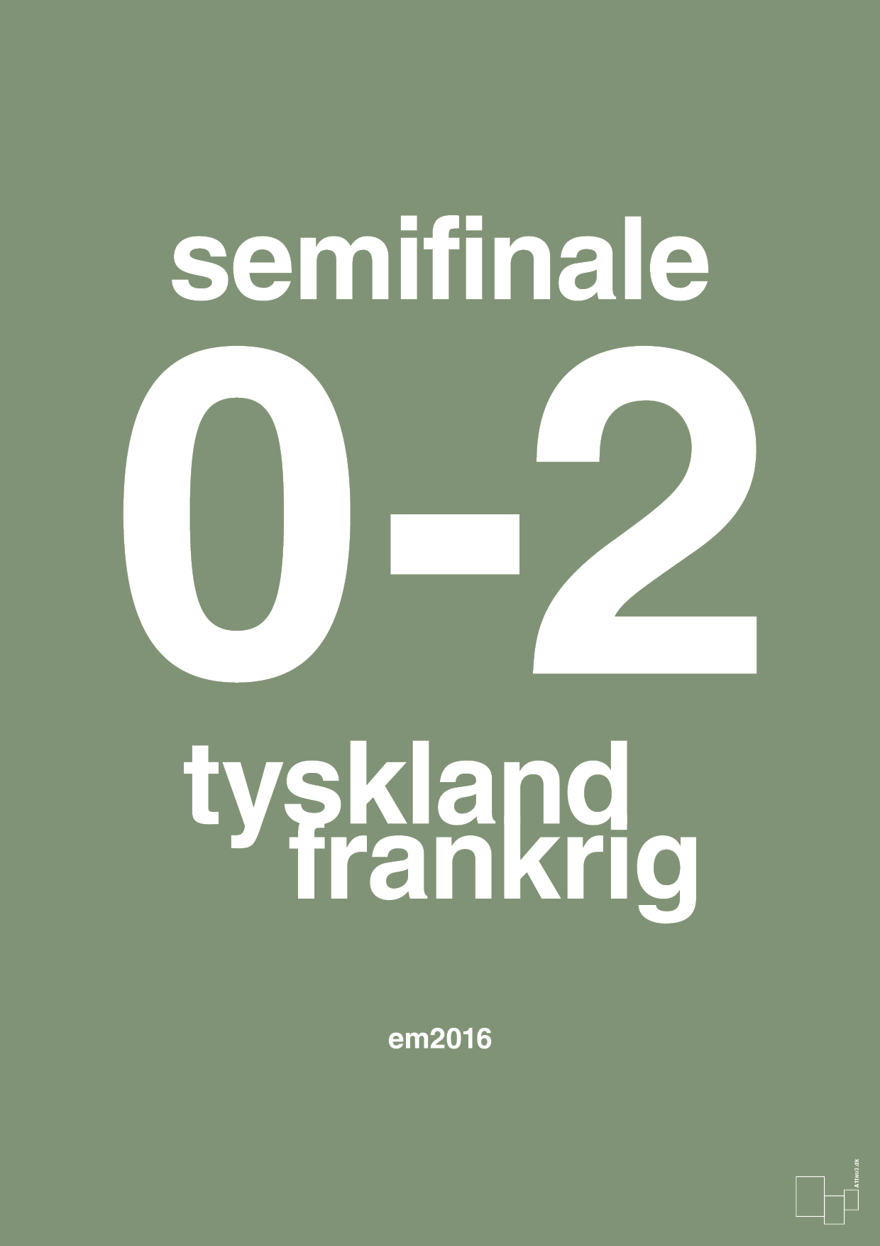 plakat: resultat for fodbold em semifinale A i 2016 - jade-Fodbold-A1two3