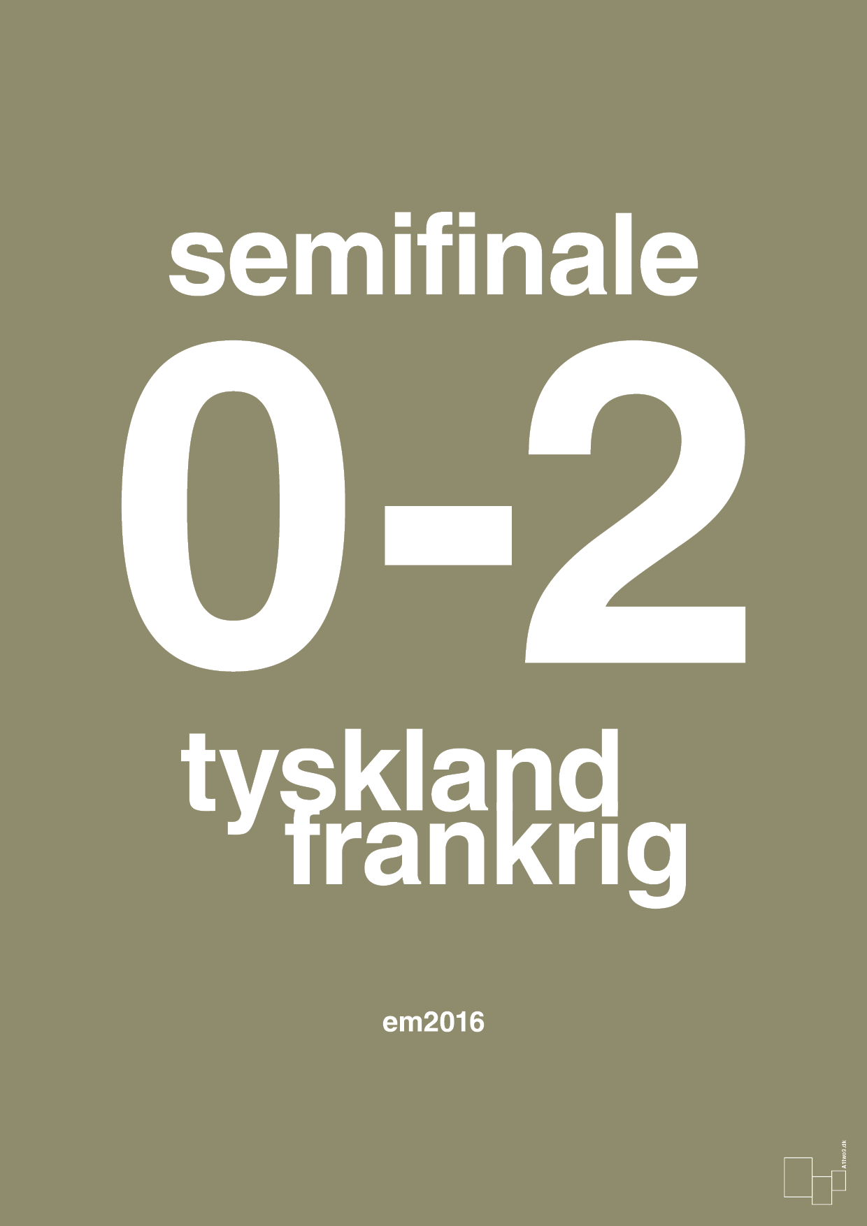 plakat: resultat for fodbold em semifinale A i 2016 - misty forrest-Fodbold-A1two3