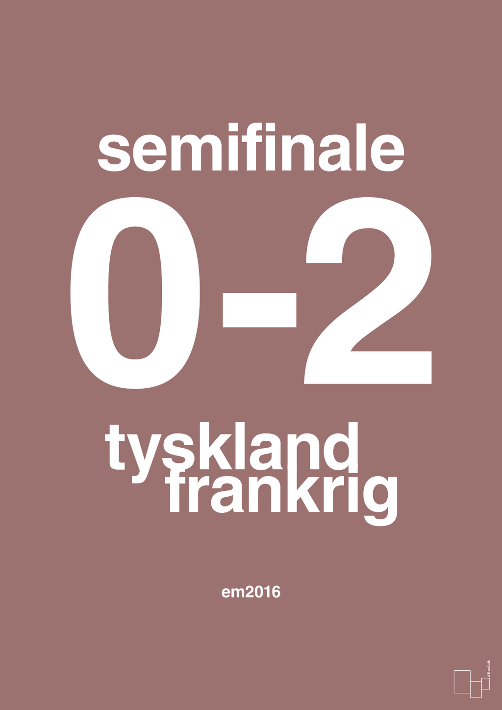 plakat: resultat for fodbold em semifinale A i 2016 - plum-Fodbold-A1two3